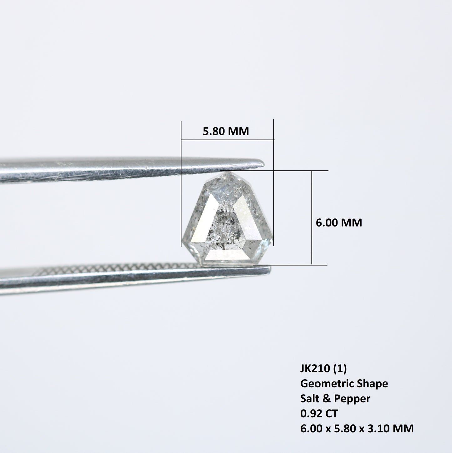 0.92 CT 6.00 MM Geometric Shape Salt And Pepper Diamond For Wedding Ring - JayKrishna Diamond