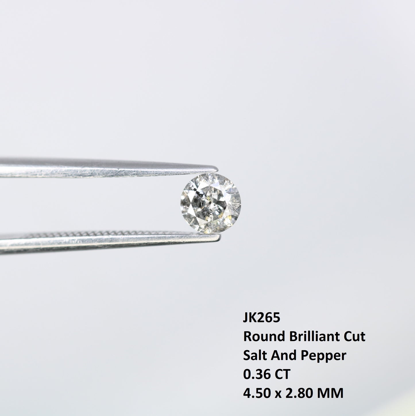 Unique 0.36 CT Salt & Pepper Round Brilliant Cut Diamond | Perfect for Engagement Rings - JayKrishna Diamond
