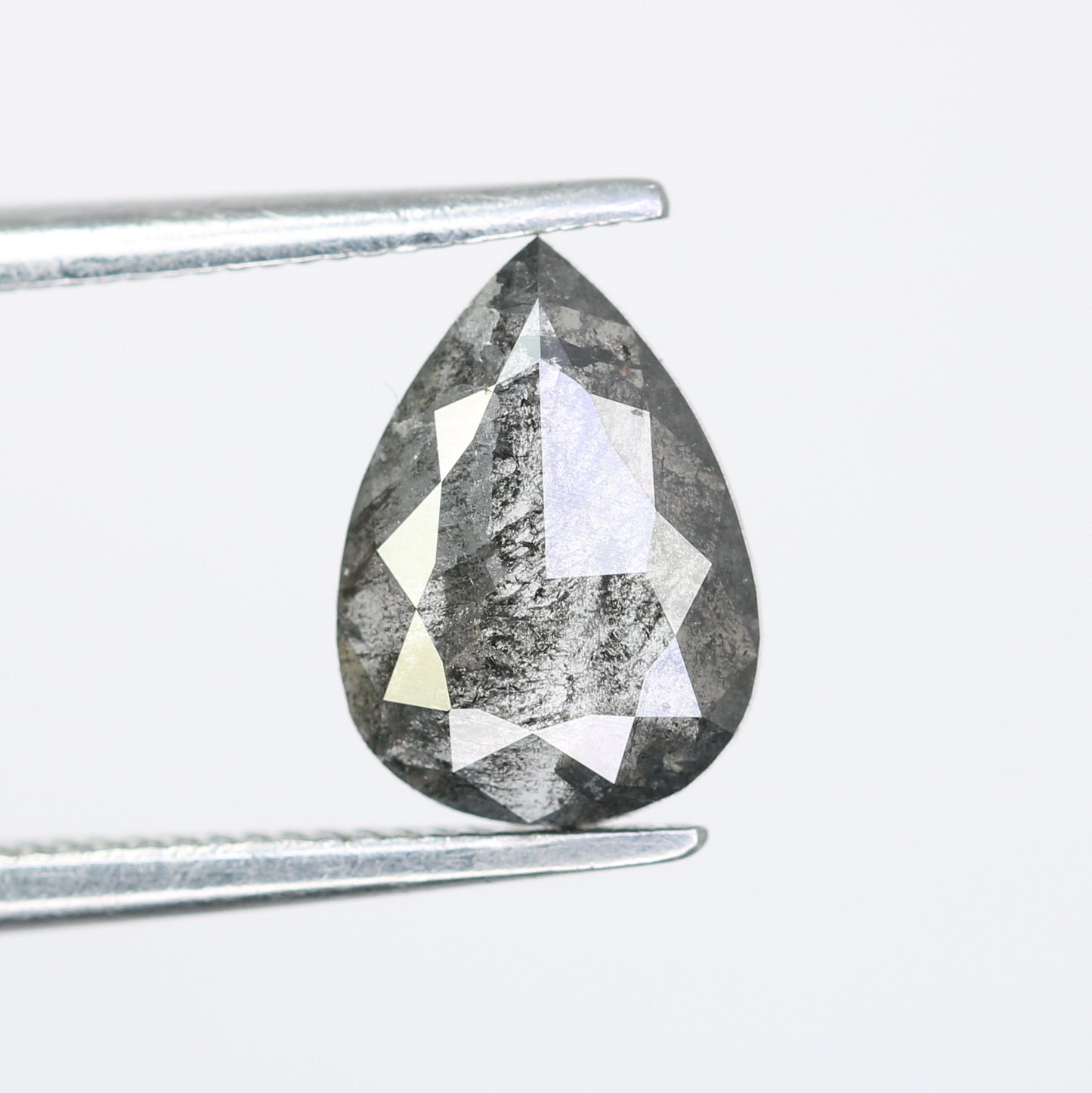 1.08 CT 8.80 MM Salt And Pepper Pear Shape Diamond For Engagement Ring - JayKrishna Diamond