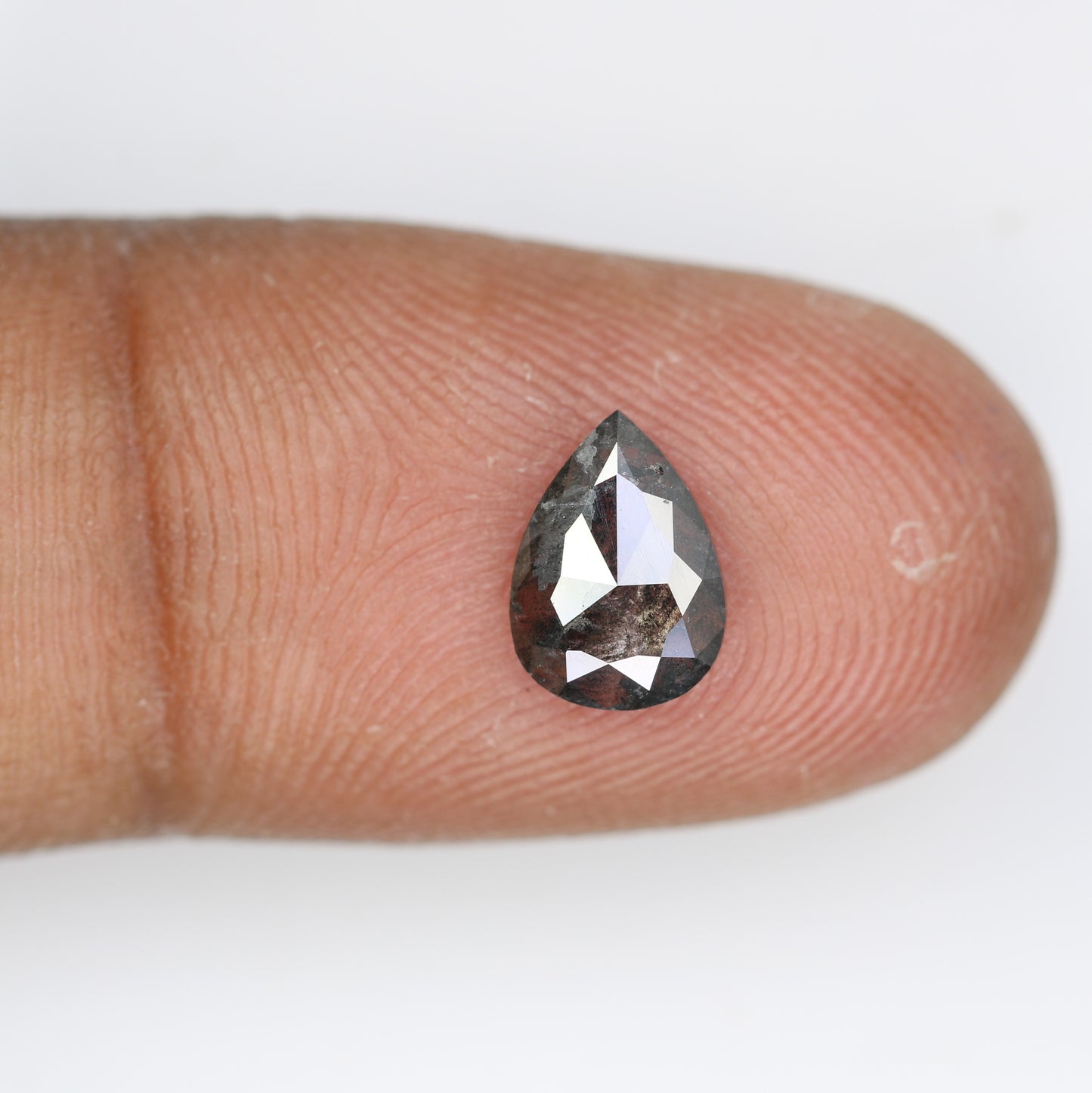 1.08 CT 8.80 MM Salt And Pepper Pear Shape Diamond For Engagement Ring - JayKrishna Diamond