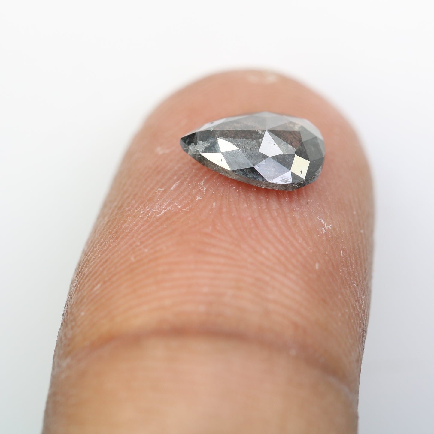 1.08 CT 8.80 MM Salt And Pepper Pear Shape Diamond For Engagement Ring - JayKrishna Diamond