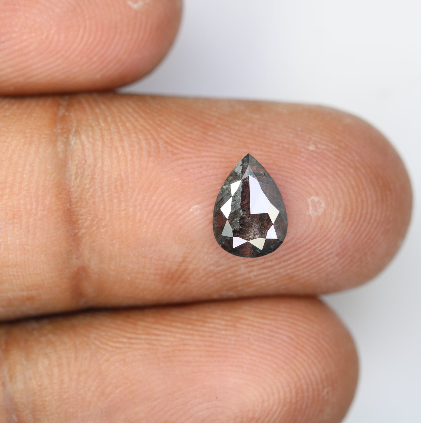 1.08 CT 8.80 MM Salt And Pepper Pear Shape Diamond For Engagement Ring - JayKrishna Diamond