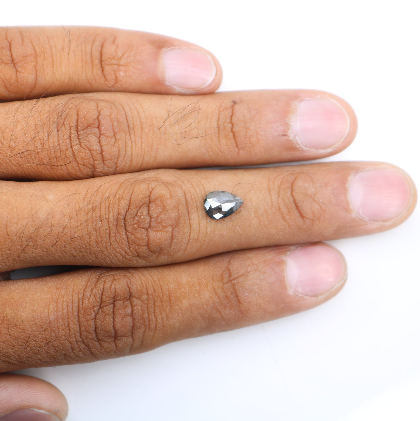 1.08 CT 8.80 MM Salt And Pepper Pear Shape Diamond For Engagement Ring - JayKrishna Diamond