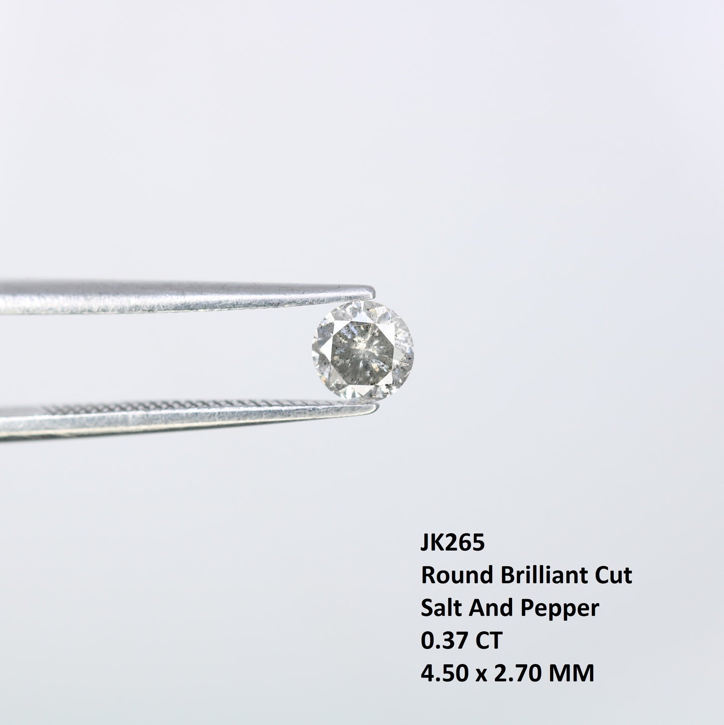 0.37 CT Round Salt and Pepper Brilliant Cut Diamond 4.50 MM | Natural Gemstone for Custom Engagement Rings, Unique & Ethical Fine Jewelry - JayKrishna Diamond