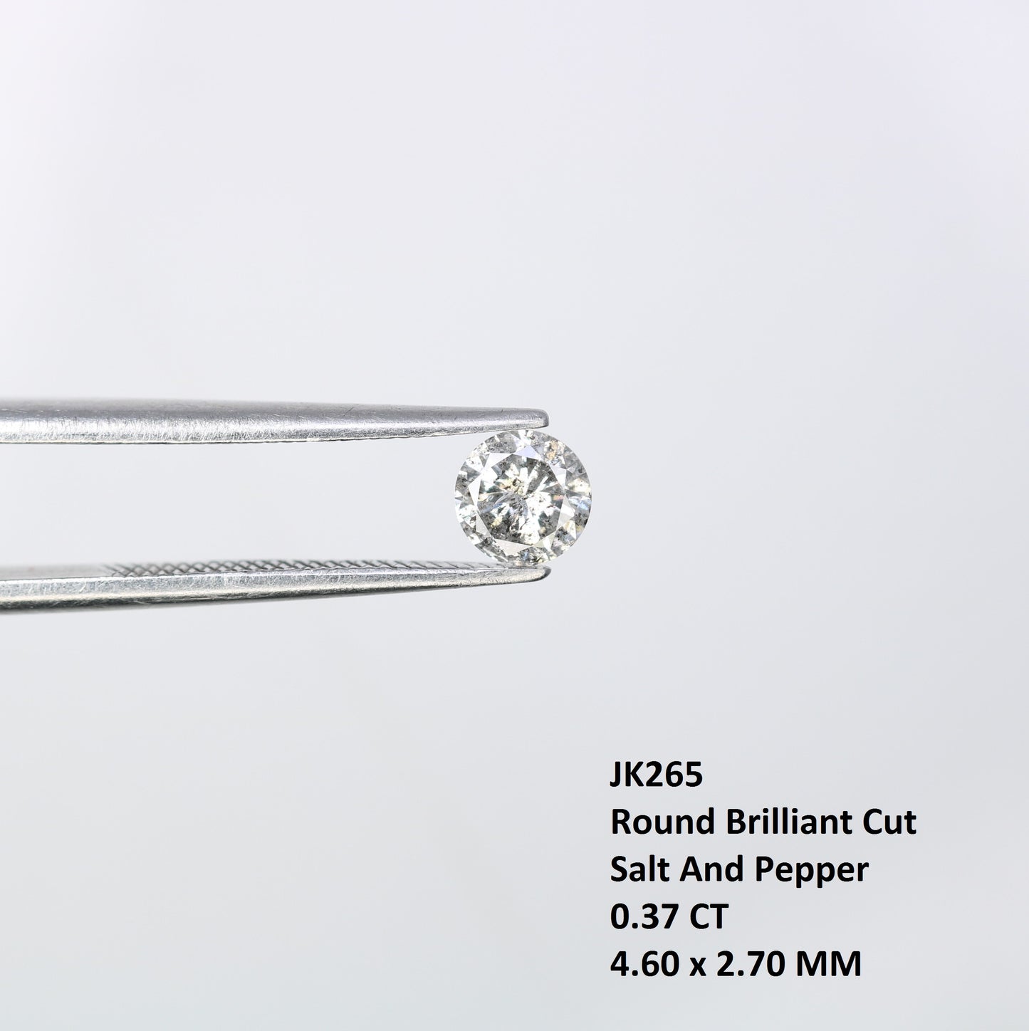 0.37 CT Round Brilliant Cut Salt and Pepper Diamond 4.60 MM | Natural Gemstone for Custom Engagement Rings, Unique Ethical Jewelry & Artisan Wedding Bands - JayKrishna Diamond