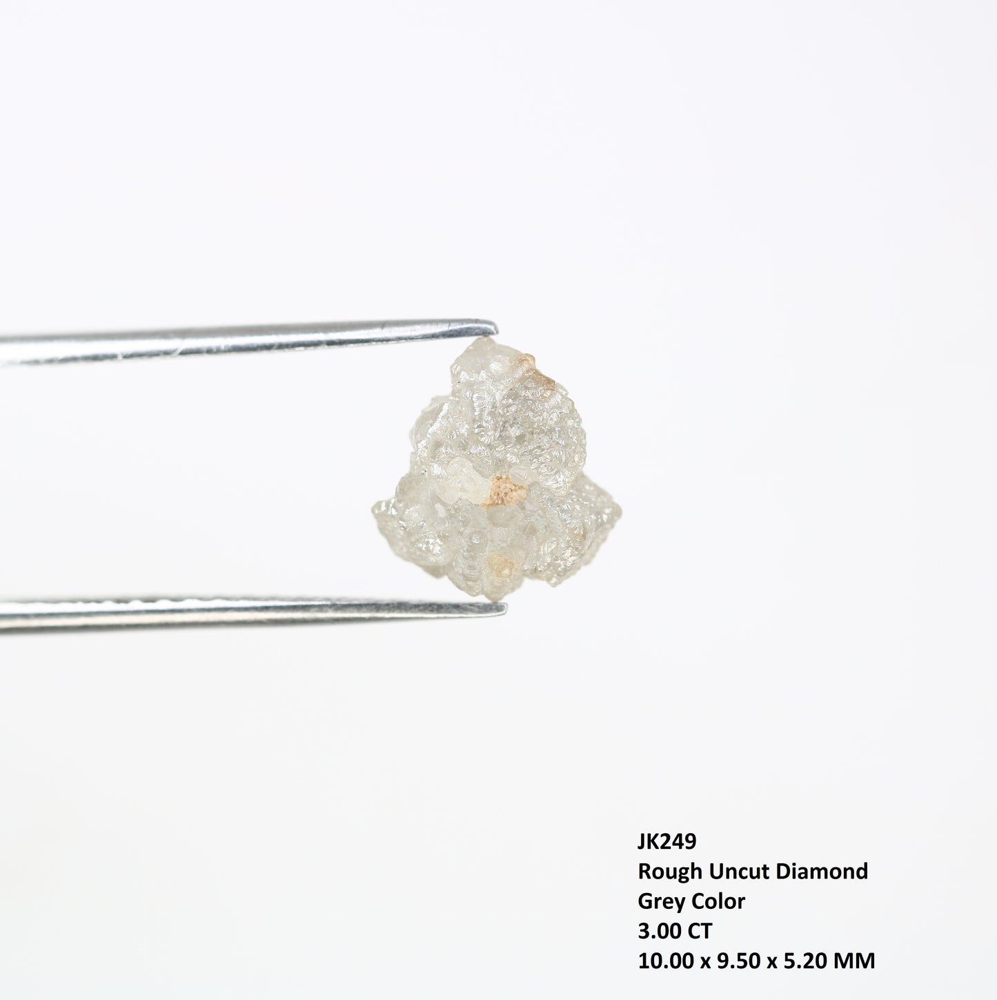 3.00 CT Raw Rough Irregular Cut Grey Diamond For Wedding Ring - JayKrishna Diamond