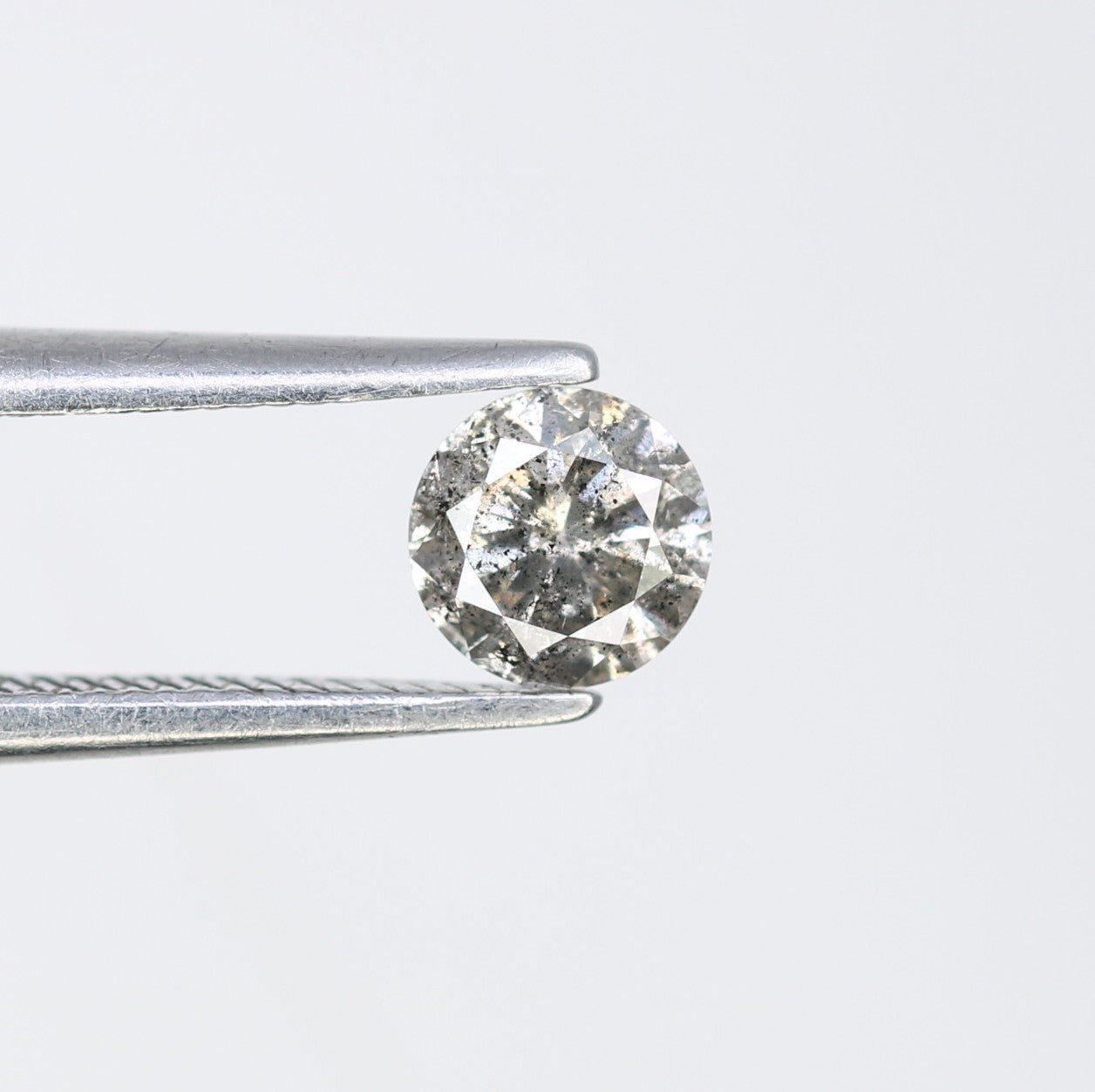Unique 0.41 CT Salt & Pepper Round Brilliant Cut Diamond | Perfect for Engagement Rings | 4.70 x 2.80 MM - JayKrishna Diamond