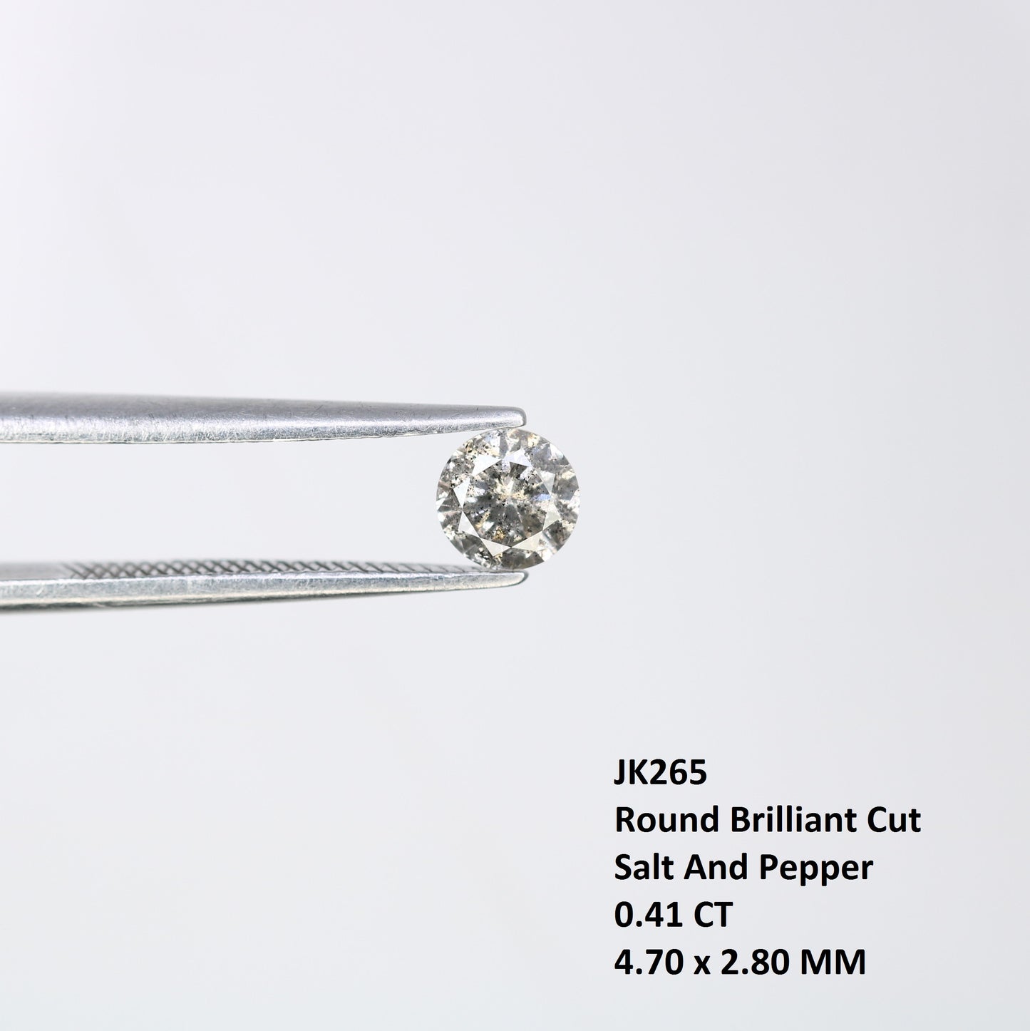 Unique 0.41 CT Salt & Pepper Round Brilliant Cut Diamond | Perfect for Engagement Rings | 4.70 x 2.80 MM - JayKrishna Diamond