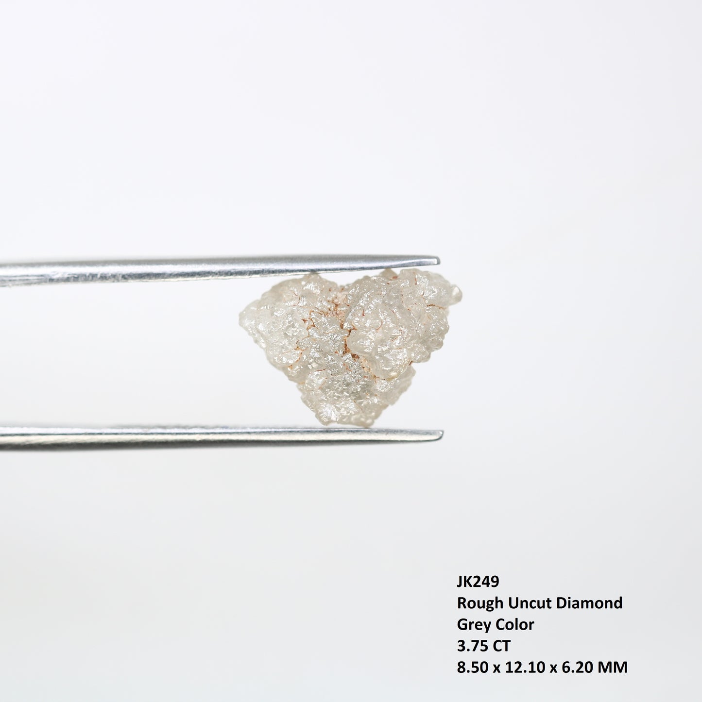 3.75 CT Uncut Irregular Shape Grey Rough Raw Diamond For Promise Ring - JayKrishna Diamond