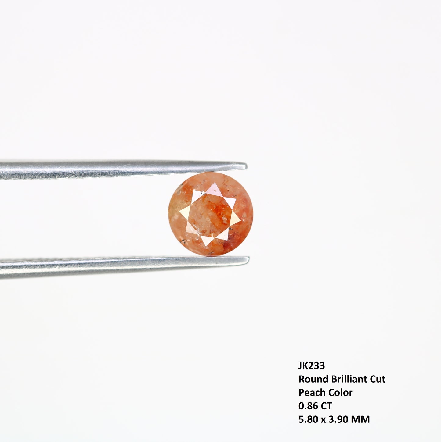 0.86 CT Natural Round Brilliant Cut Peach Loose 5.40 MM Diamond For Proposal Ring - JayKrishna Diamond