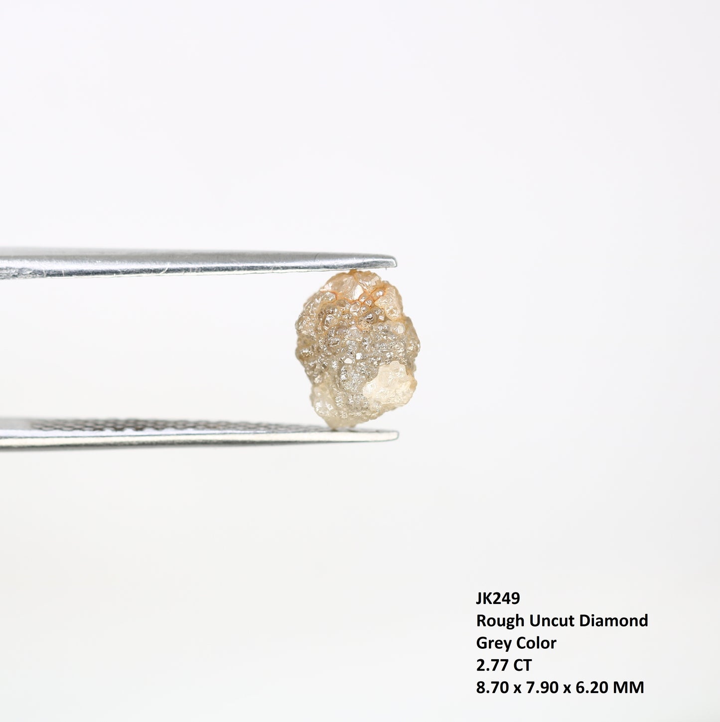 2.77 CT Irregular Shape Grey Uncut Raw Rough Diamond For Wedding Ring - JayKrishna Diamond