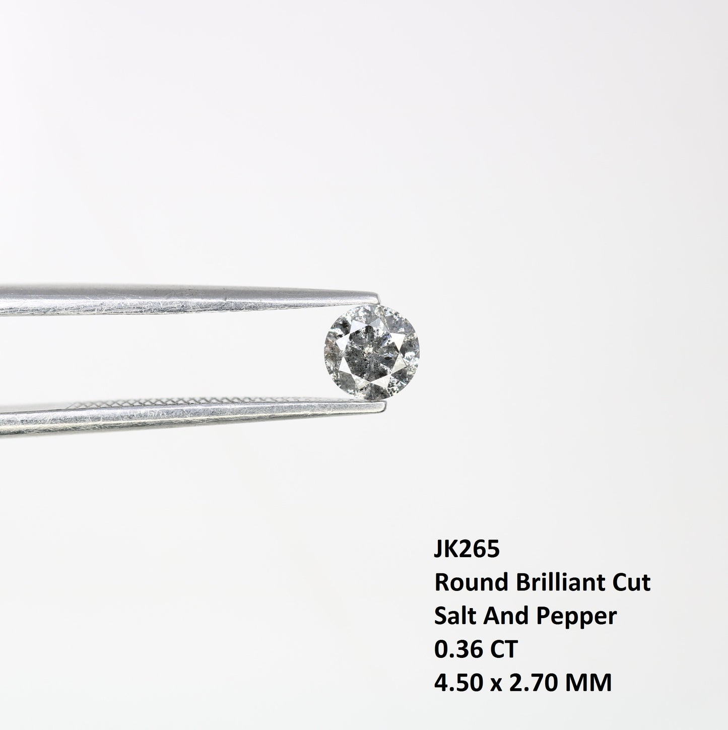Unique 0.36 CT Salt & Pepper Round Brilliant Cut Diamond | Perfect for Engagement Rings | 4.50 x 2.70 MM - JayKrishna Diamond