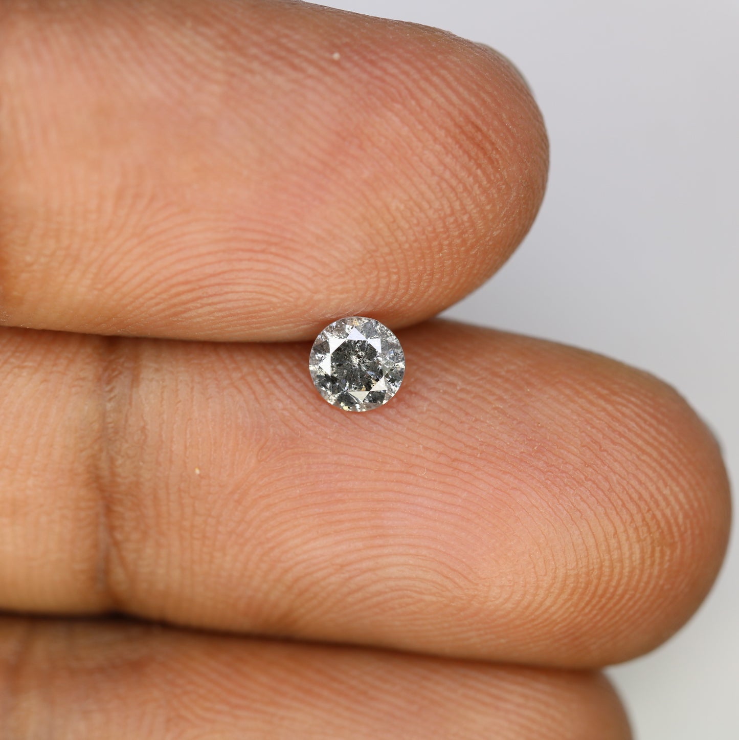 Unique 0.36 CT Salt & Pepper Round Brilliant Cut Diamond | Perfect for Engagement Rings | 4.50 x 2.70 MM - JayKrishna Diamond