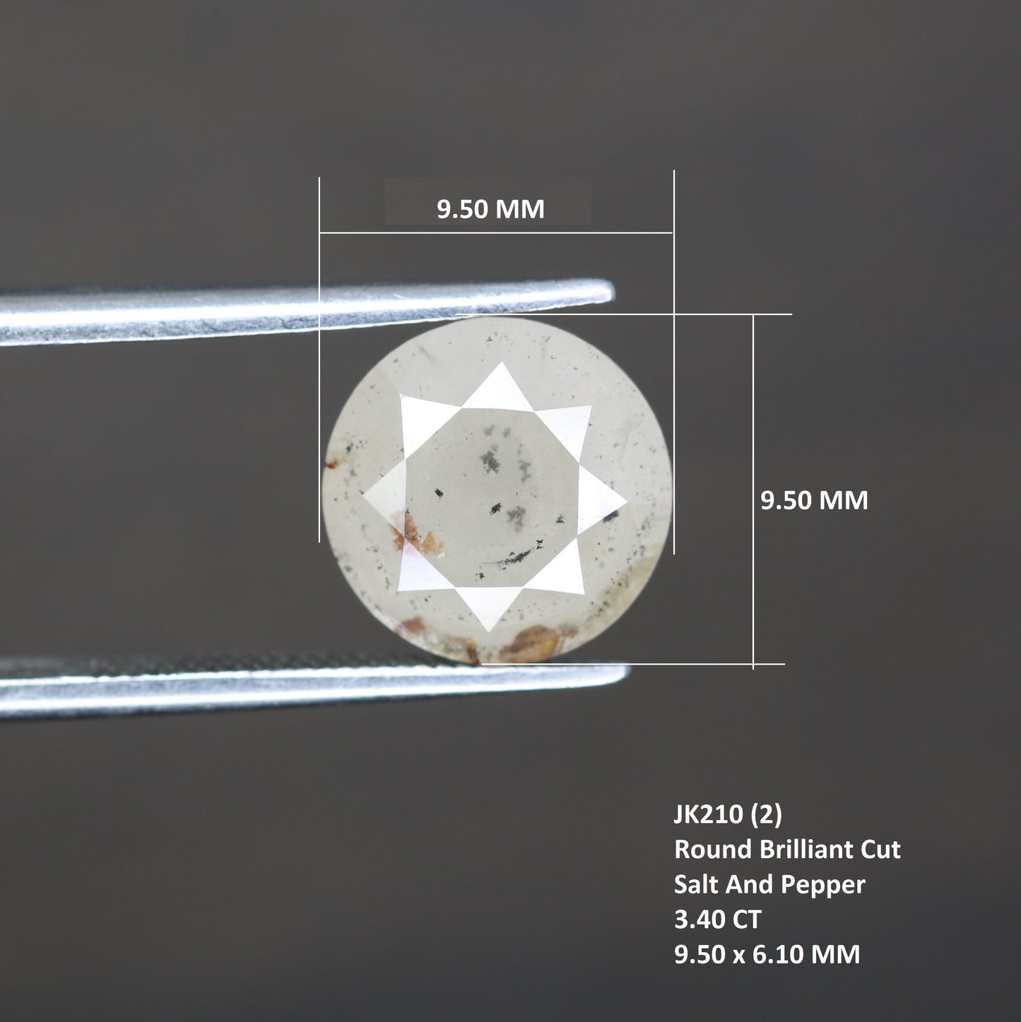 3.40 CT 9.50 MM Unique White Rustic Round Brilliant Cut Diamond For Jewelry - JayKrishna Diamond
