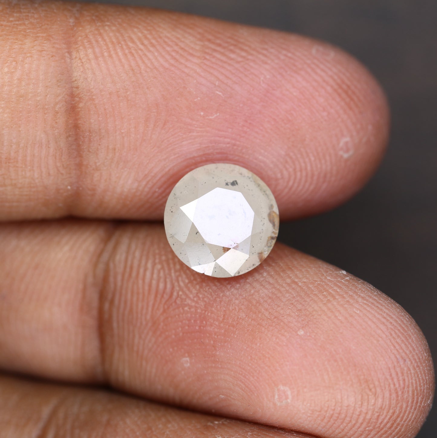 3.40 CT 9.50 MM Unique White Rustic Round Brilliant Cut Diamond For Jewelry - JayKrishna Diamond