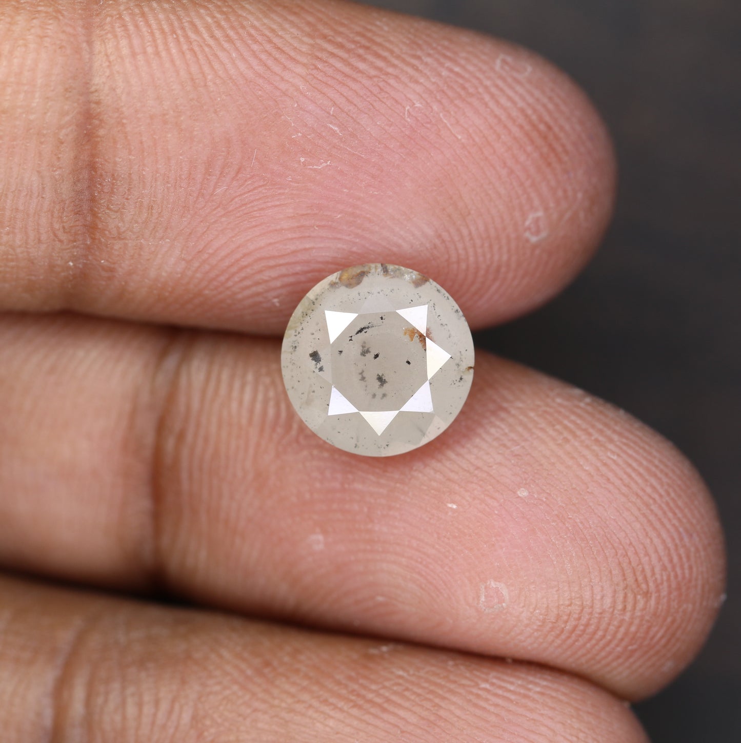 3.40 CT 9.50 MM Unique White Rustic Round Brilliant Cut Diamond For Jewelry - JayKrishna Diamond