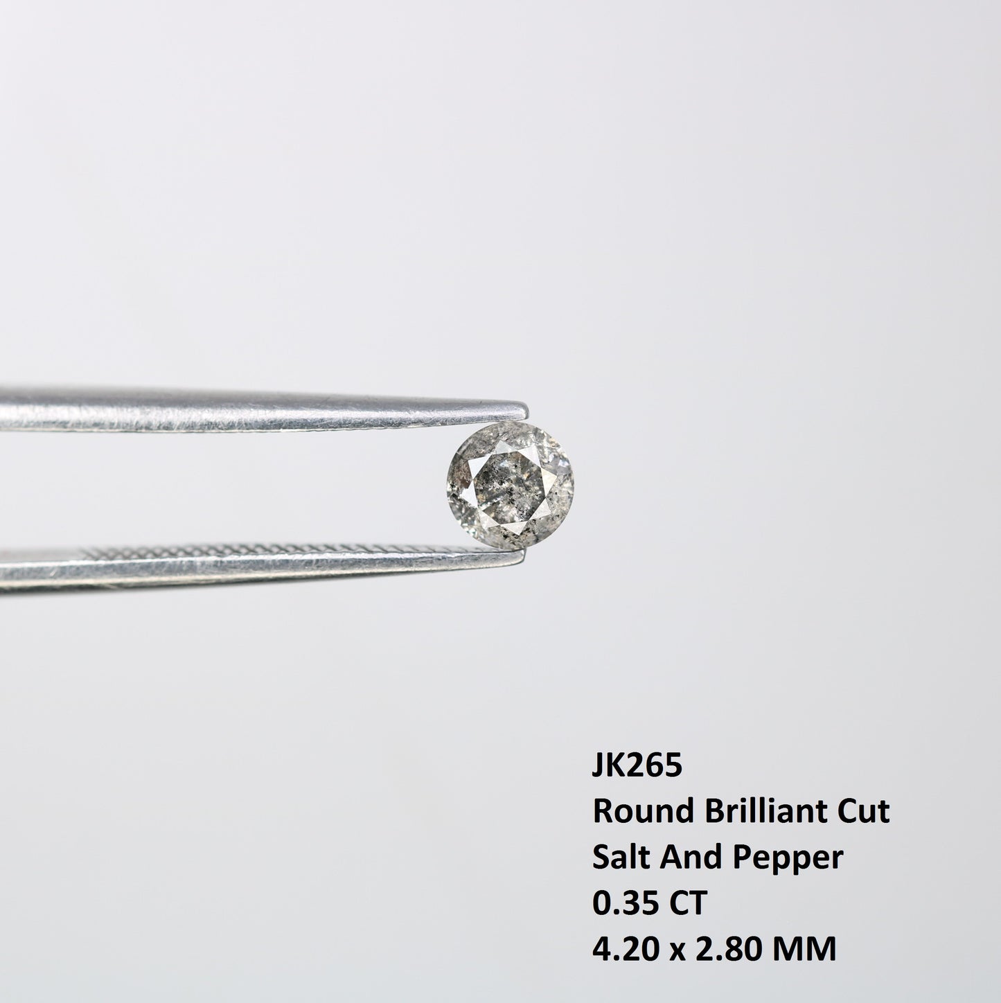 0.35 CT 4.20MM Loose Salt and Pepper Round Brilliant Cut Diamond | Perfect for Custom Engagement Rings, Unique Rustic Jewelry & Wedding Bands - JayKrishna Diamond