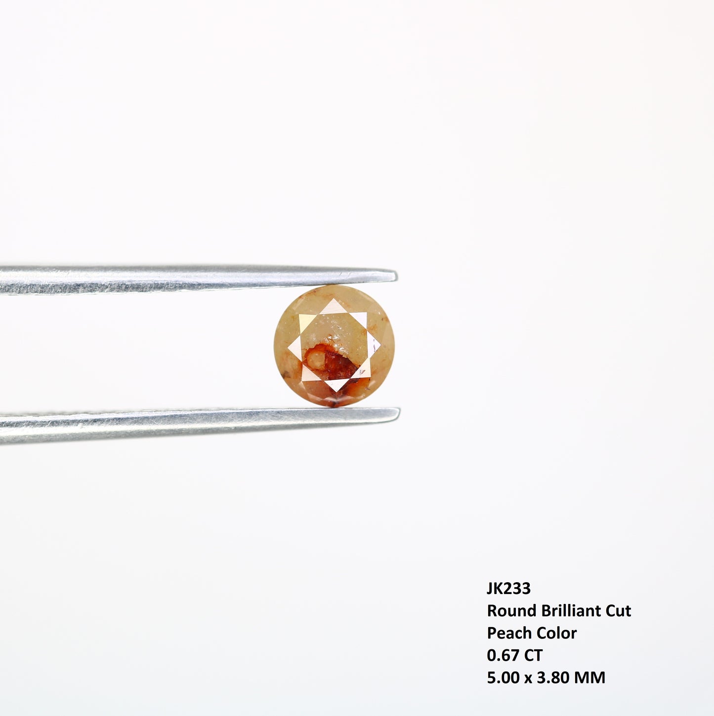 0.67 CT Peach Loose Natural Round Brilliant Cut Diamond for Proposal Ring - Unique Gemstone for Custom Jewelry Designs - JayKrishna Diamond