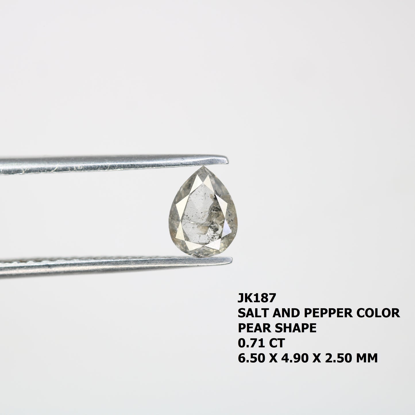 0.71 CT Pear Cut Salt And Pepper Natural Diamond For Engagement Ring - JayKrishna Diamond