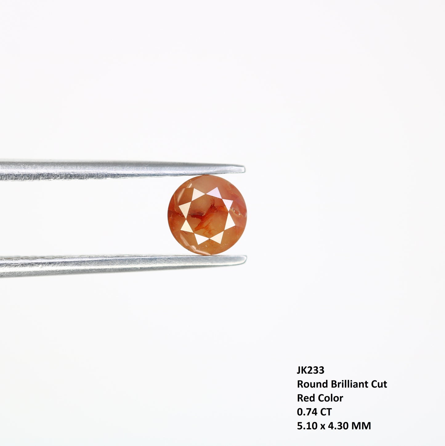 0.74 CT Fancy Red 5.10 MM Polished Round Brilliant Cut Diamond For Proposal Ring - JayKrishna Diamond