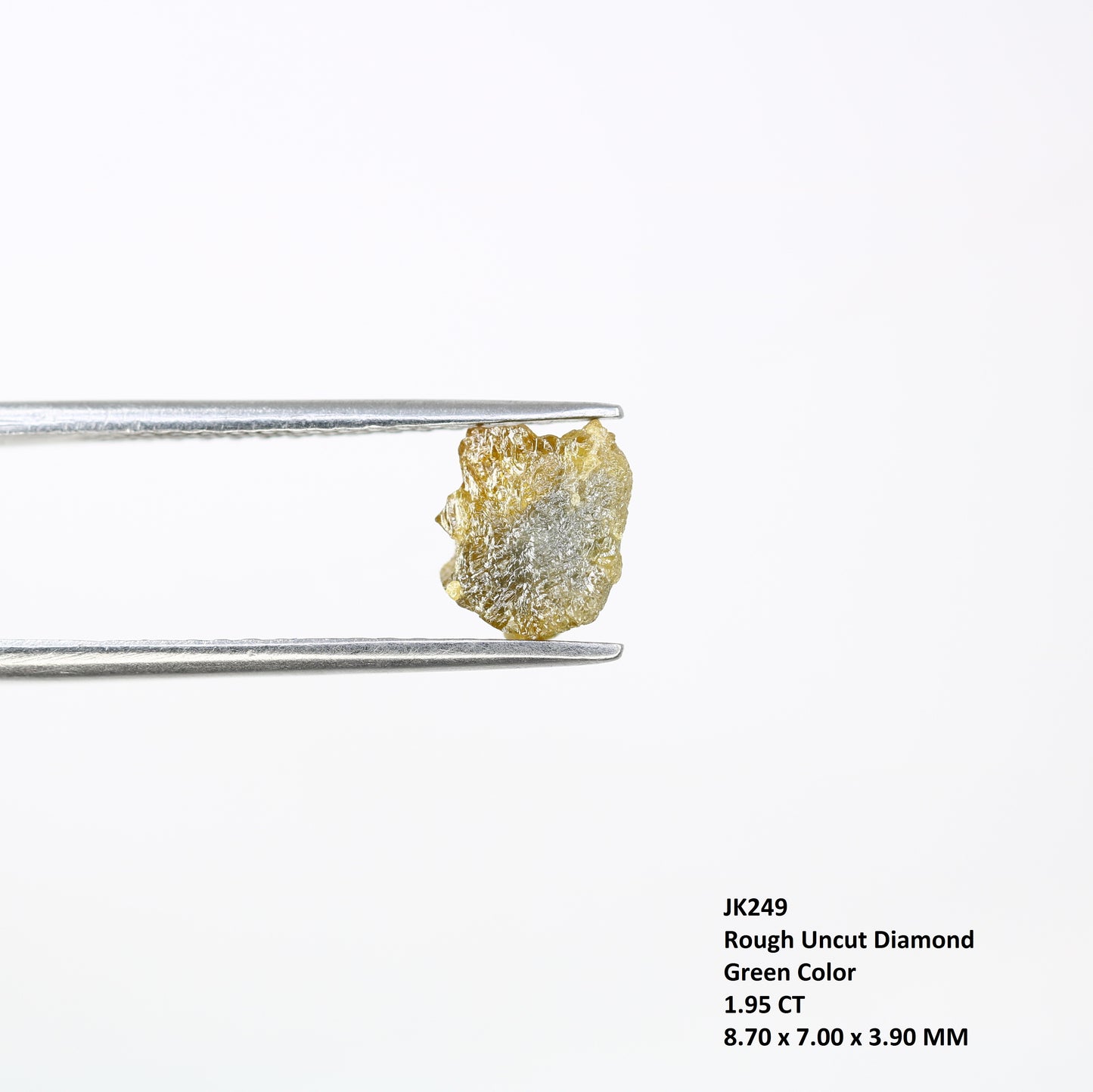 1.95 CT Raw Greenish Rough Uncut Irregular Shape Diamond For Wedding Ring - JayKrishna Diamond