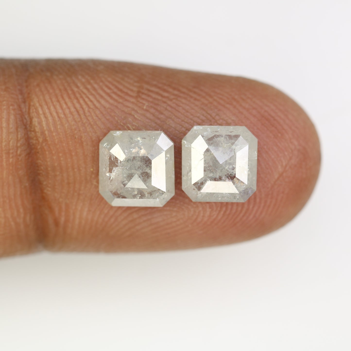 3.00 CT White Grey Asscher Shape Loose Pair Diamond For Engagement Ring - JayKrishna Diamond