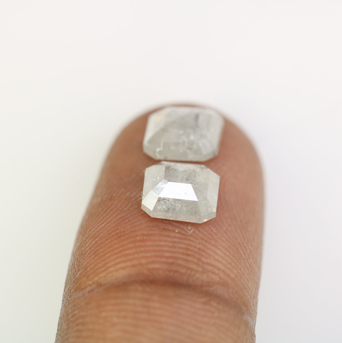 3.00 CT White Grey Asscher Shape Loose Pair Diamond For Engagement Ring - JayKrishna Diamond