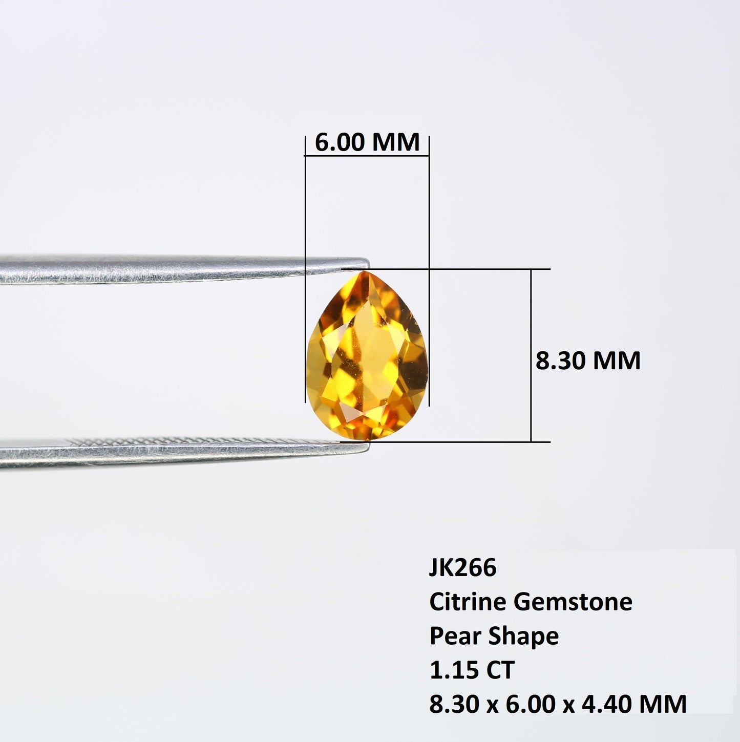 1.15 CT 8.30 MM Citrine Gemstone Pear Cut Orange Stone For Engagement Ring - JayKrishna Diamond
