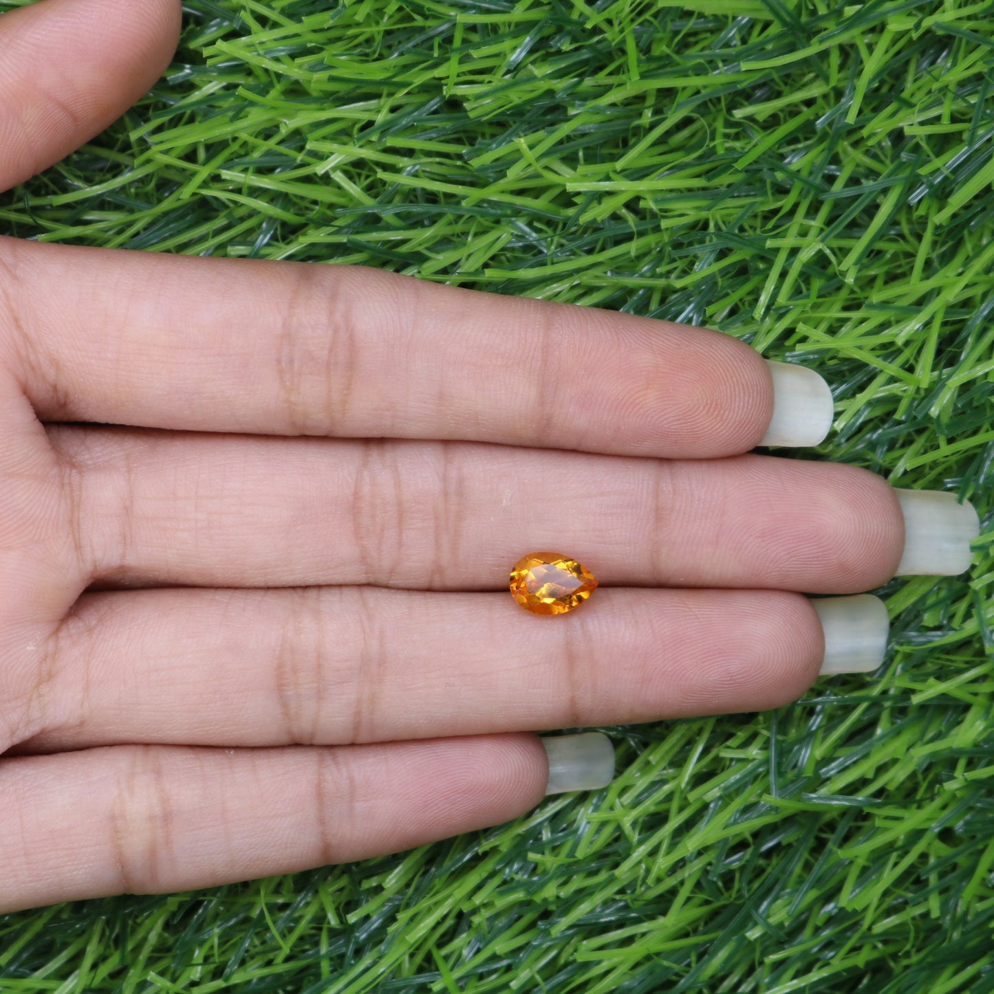 1.15 CT 8.30 MM Citrine Gemstone Pear Cut Orange Stone For Engagement Ring - JayKrishna Diamond
