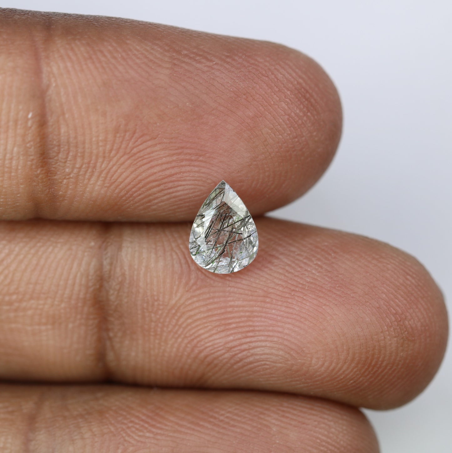0.86 CT 8.00 MM Pear Shape Black Rutile Natural Gemstone For Engagement Ring - JayKrishna Diamond