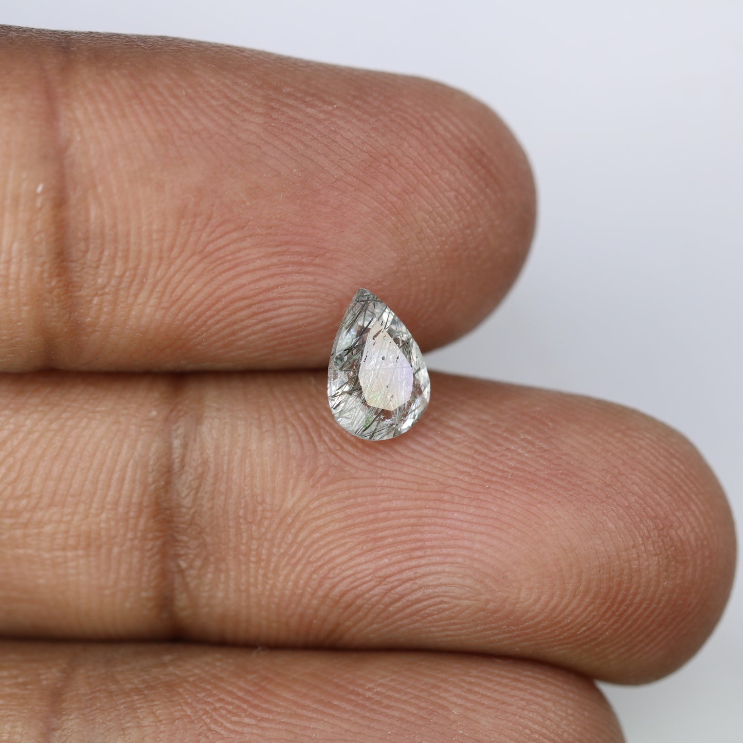 0.86 CT 8.00 MM Pear Shape Black Rutile Natural Gemstone For Engagement Ring - JayKrishna Diamond