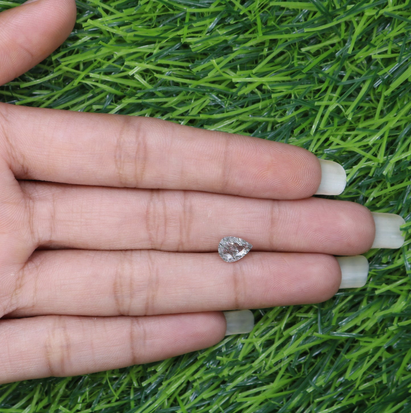 0.86 CT 8.00 MM Pear Shape Black Rutile Natural Gemstone For Engagement Ring - JayKrishna Diamond
