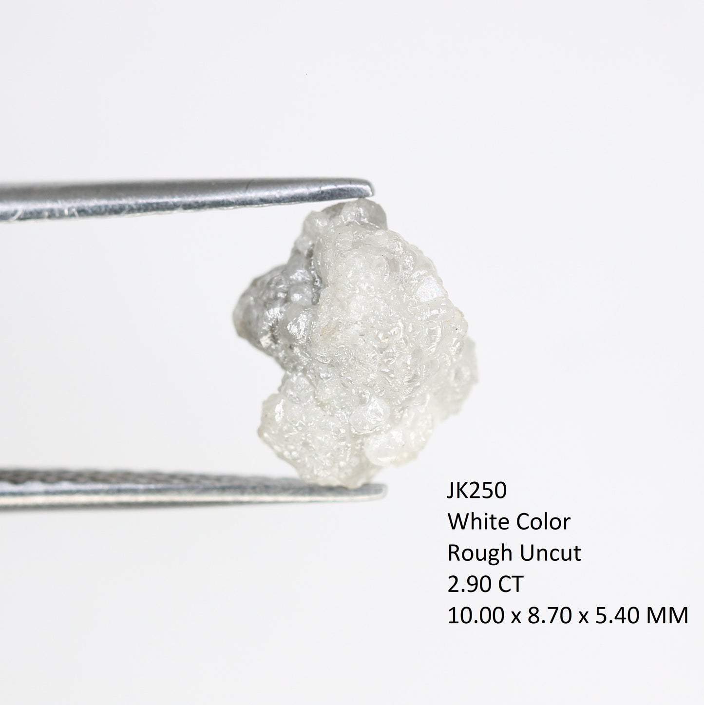 2.90 Carat 10 MM Raw Diamond White Rough Natural Loose Uncut Diamond For Wedding Ring - JayKrishna Diamond