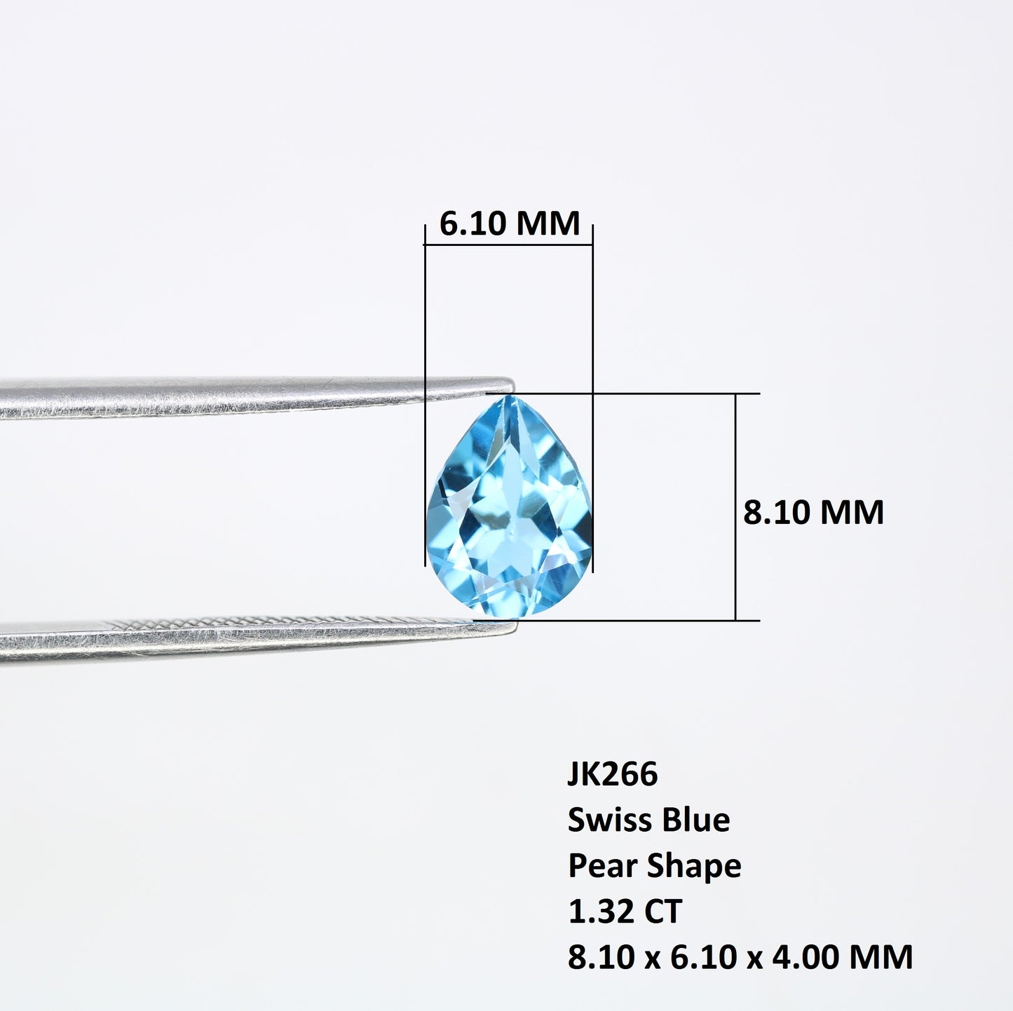 1.32 CT Natural Swiss Blue 8.10 x 6.10 MM Pear Stone For Engagement Ring - JayKrishna Diamond