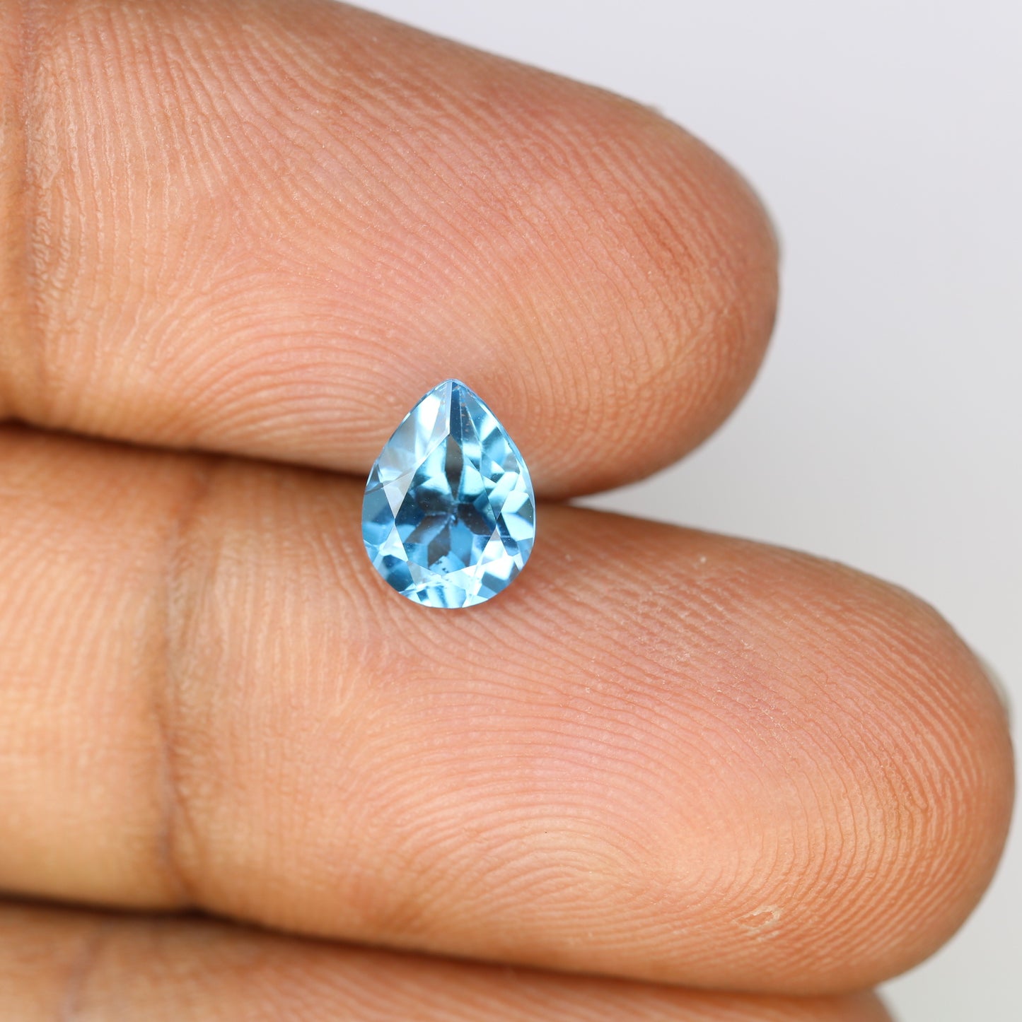 1.32 CT Natural Swiss Blue 8.10 x 6.10 MM Pear Stone For Engagement Ring - JayKrishna Diamond