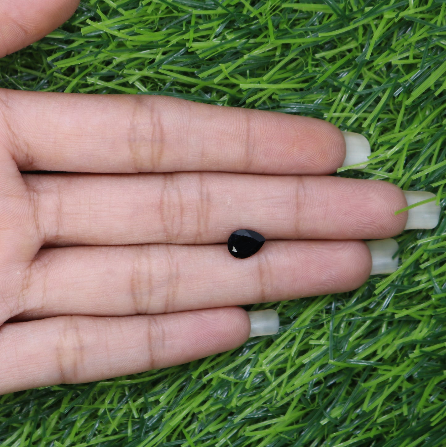 1.08 CT 8.30 x 6.20 MM Pear Shape Black Onyx Stone For Engagement Ring - JayKrishna Diamond