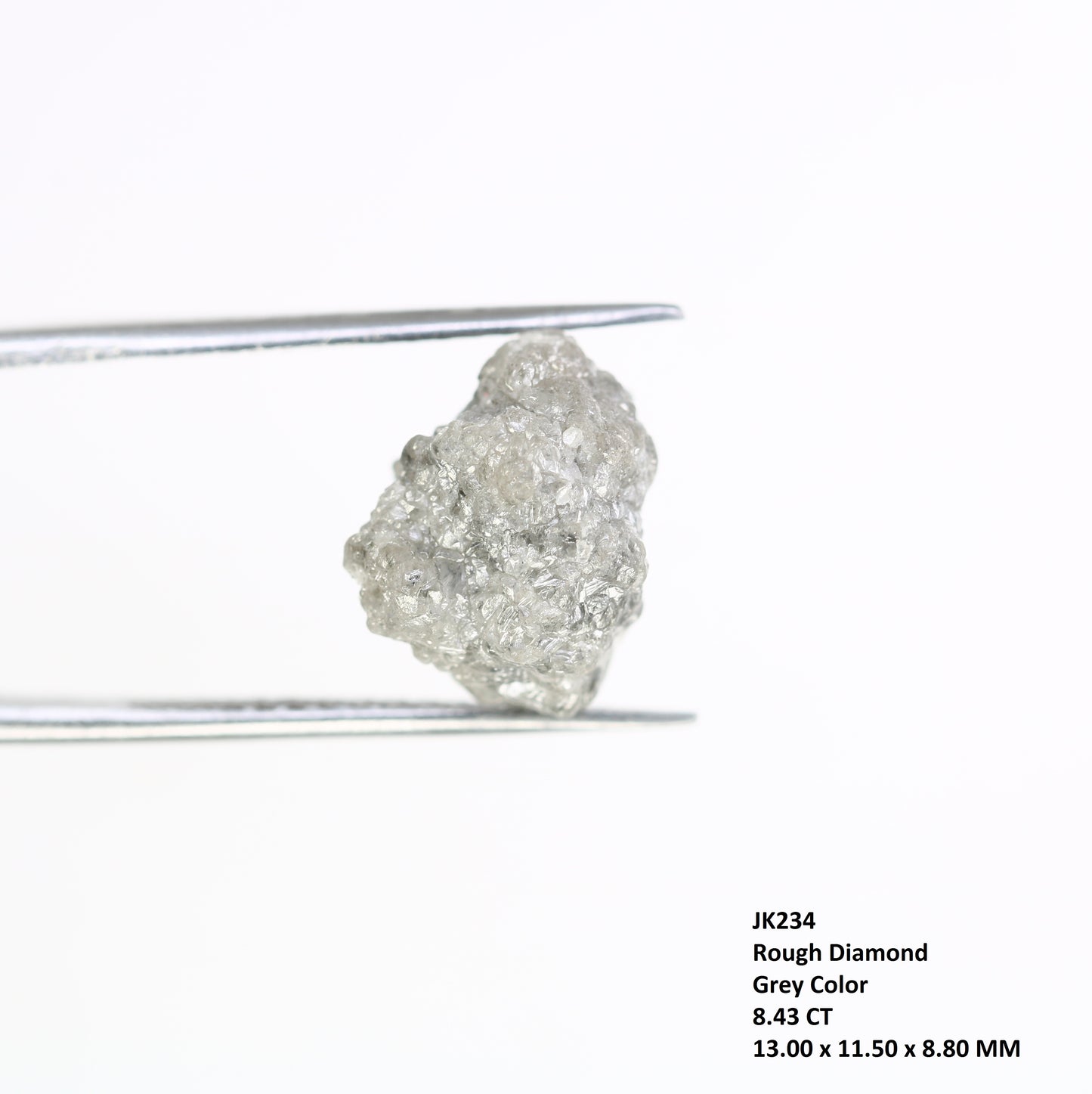 8.43 Carat 13.00 MM Natural Loose Grey Color Uncut Raw Rough Diamond For Diamond Jewelry - JayKrishna Diamond