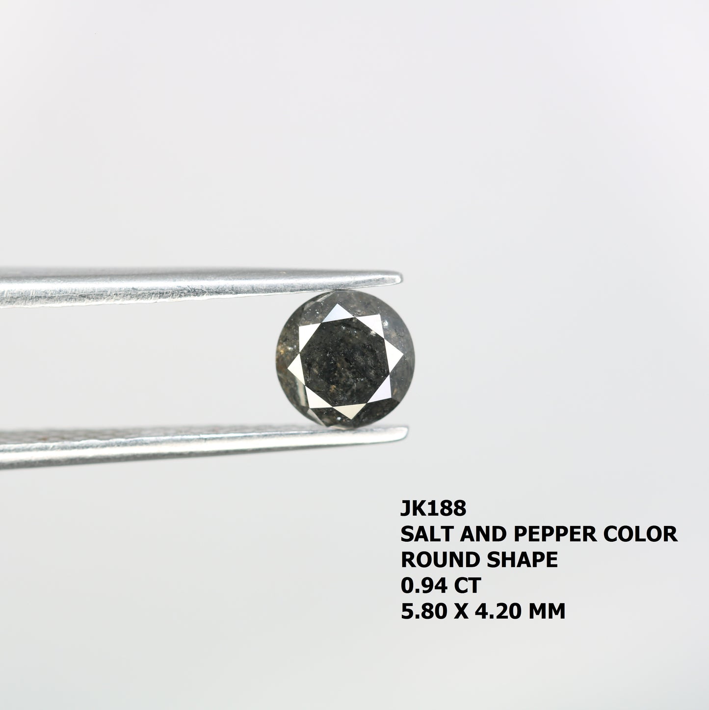 0.94 Carat Salt And Pepper Loose Round Brilliant Shape Diamond For Wedding Ring - JayKrishna Diamond