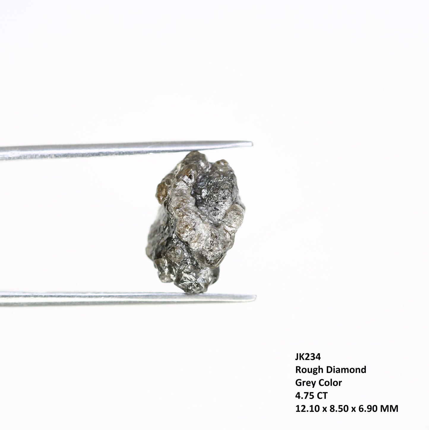 4.75 Carat 12.10 MM Grey Color Natural Loose Raw Rough Diamond For Wedding Ring - JayKrishna Diamond