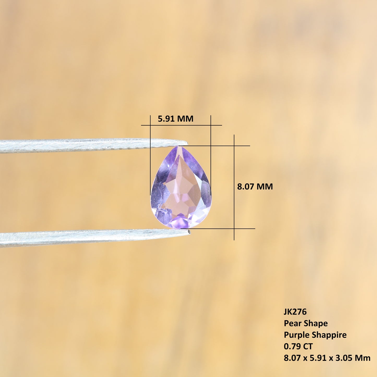 0.79 CT 8.07 MM Beautiful Purple Amethyst Pear Shape Loose Galaxy Diamond For Proposal Ring - JayKrishna Diamond