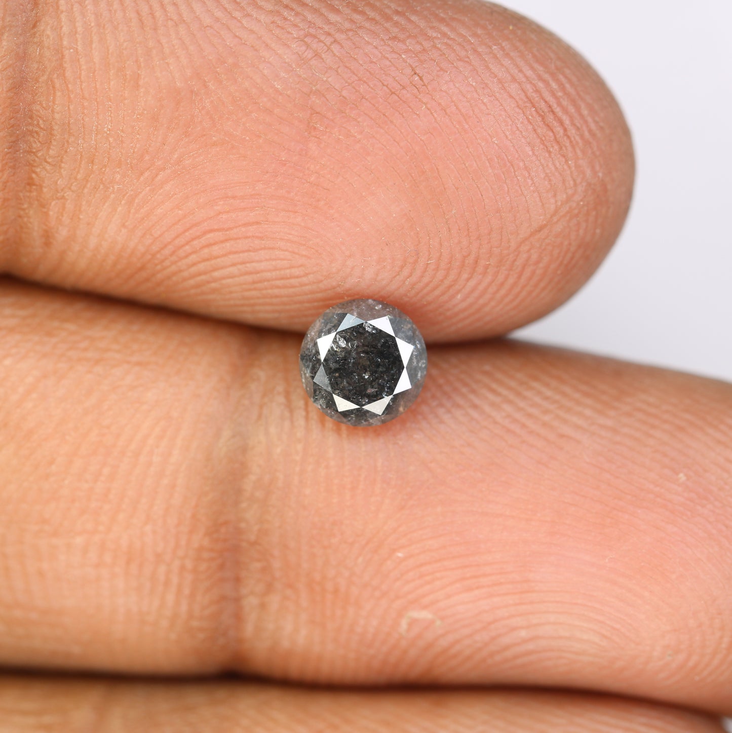 0.79 Carat 5.5 MM Salt And Pepper Round Brilliant Cut Diamond For Wedding Ring - JayKrishna Diamond