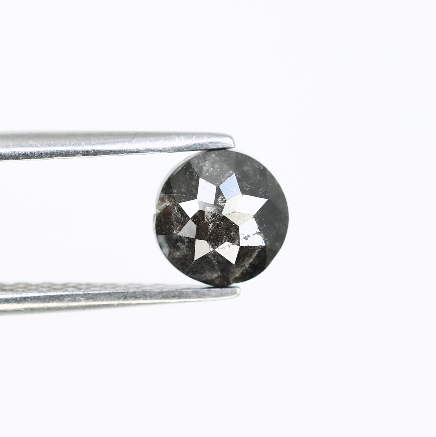 1.24 CT 5.90 MM Round Rose Cut Salt And Pepper Diamond For Galaxy Ring - JayKrishna Diamond