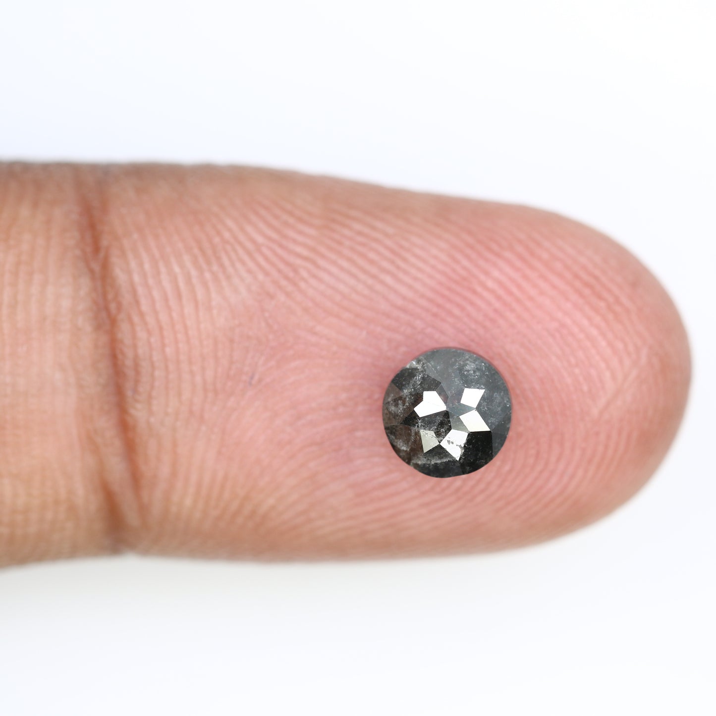 1.24 CT 5.90 MM Round Rose Cut Salt And Pepper Diamond For Galaxy Ring - JayKrishna Diamond