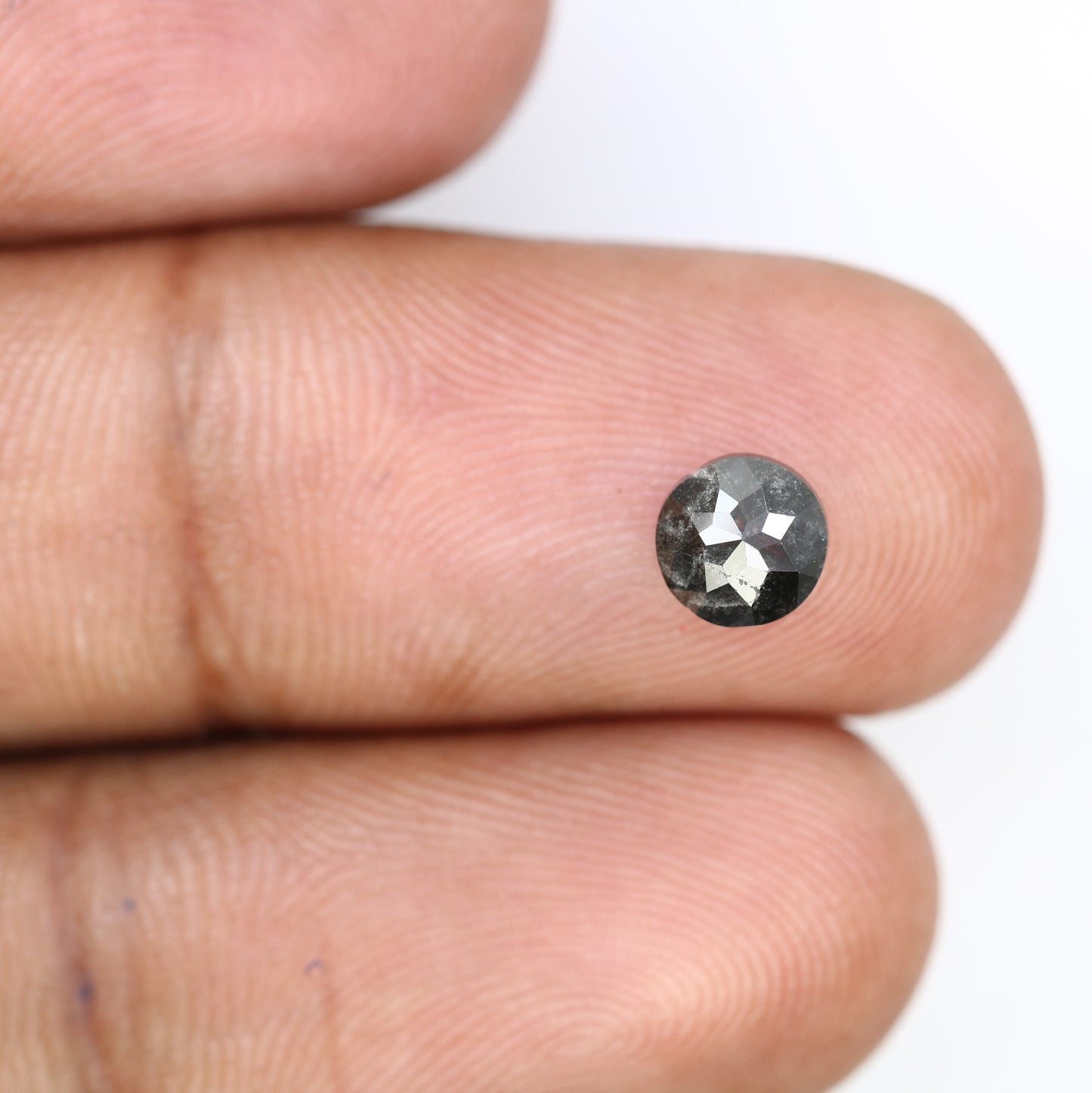 1.24 CT 5.90 MM Round Rose Cut Salt And Pepper Diamond For Galaxy Ring - JayKrishna Diamond