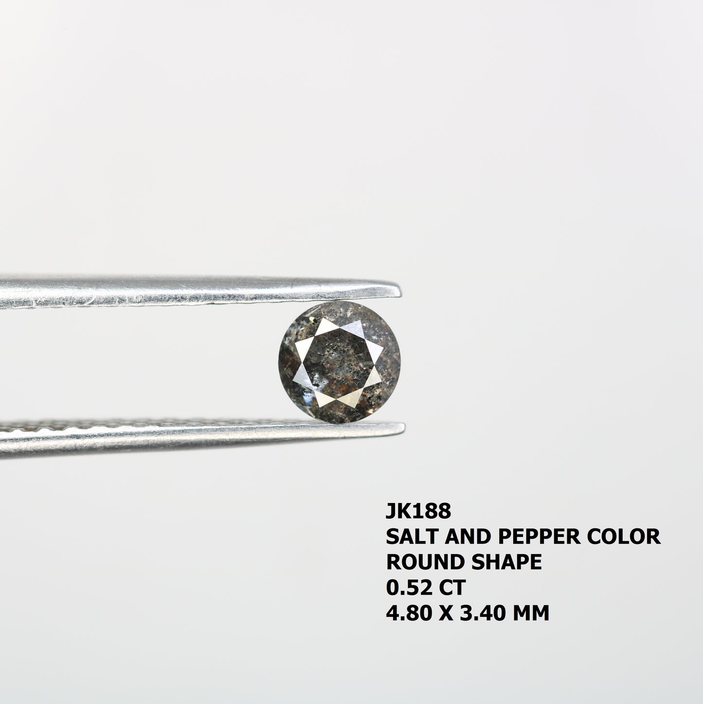 0.52 Carat Salt And Pepper Round Brilliant Cut Diamond For Galaxy Ring - JayKrishna Diamond