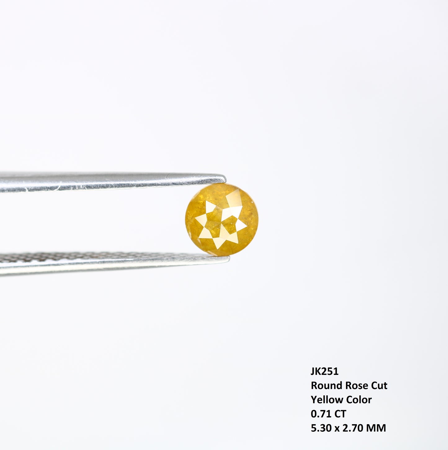0.71 CT 5.30 x 2.70 MM Polished Round Rose Cut Fancy Yellow Natural Diamond For Proposal Ring - JayKrishna Diamond