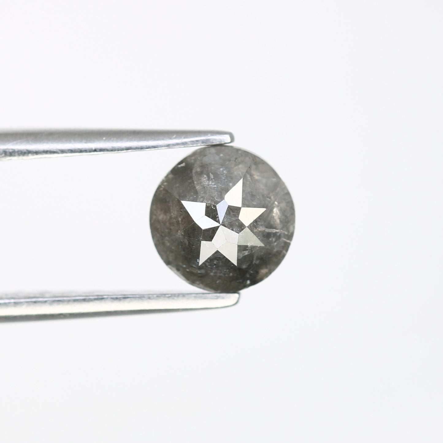 0.91 CT 5.90 MM Round Rose Cut Salt And Pepper Diamond For Galaxy Ring - JayKrishna Diamond