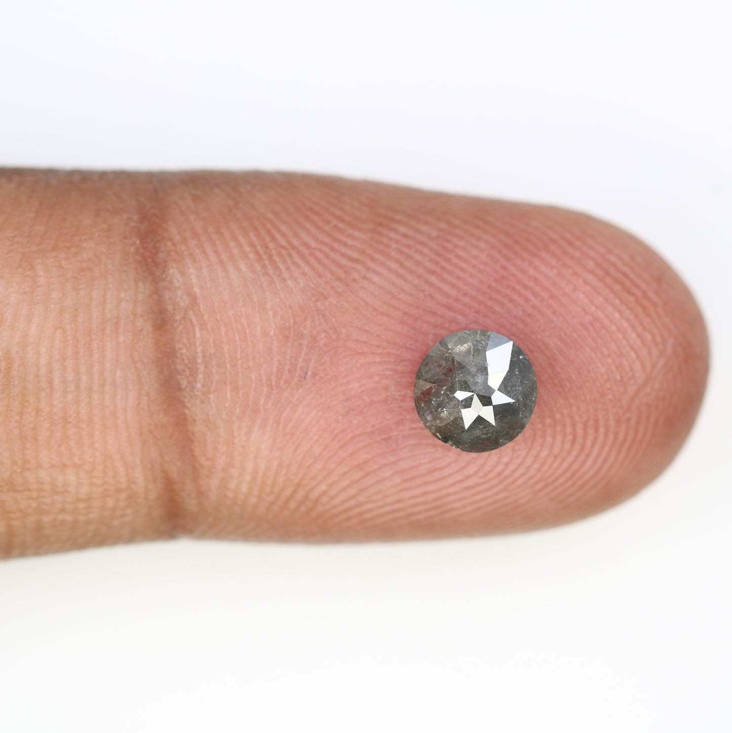0.91 CT 5.90 MM Round Rose Cut Salt And Pepper Diamond For Galaxy Ring - JayKrishna Diamond