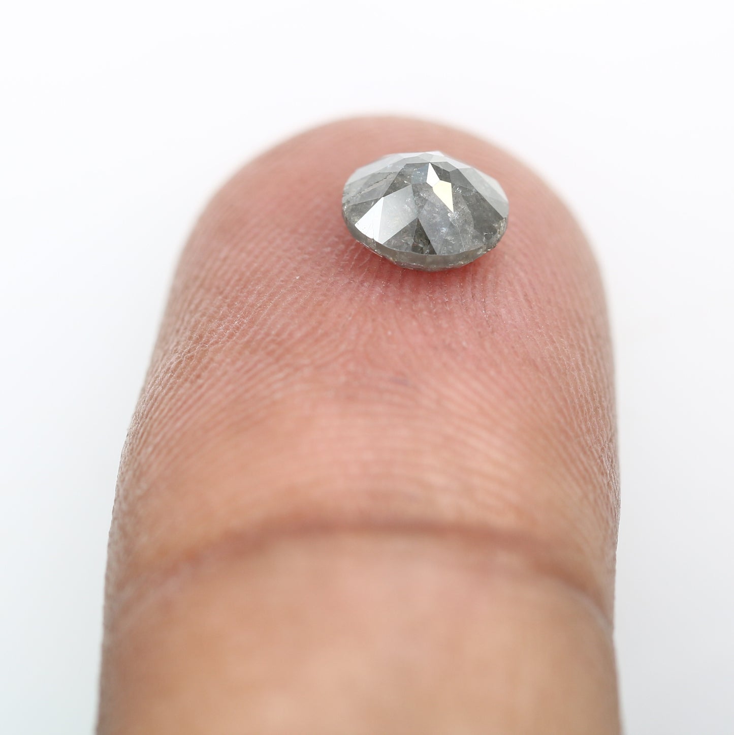 0.91 CT 5.90 MM Round Rose Cut Salt And Pepper Diamond For Galaxy Ring - JayKrishna Diamond