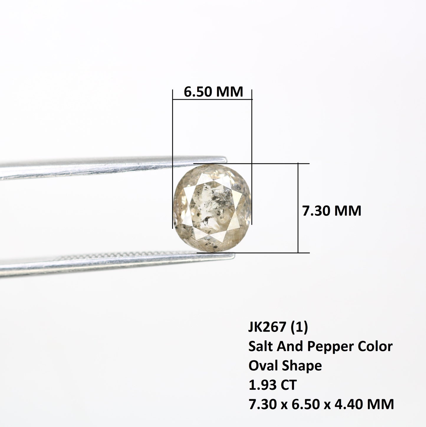 1.93 CT Salt And Pepper Oval Shape Natural Diamond For Proposal Ring - JayKrishna Diamond